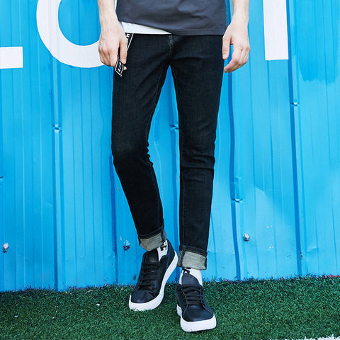 Pioneer Camp new autumn black jeans men brand-clothing straight denim pants male top quality small stretch trousers ANZ707026