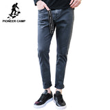 Pioneer Camp skinny jeans men brand clothing new dark grey feet pants male top quality stretch autumn denim trousers ANZ707025