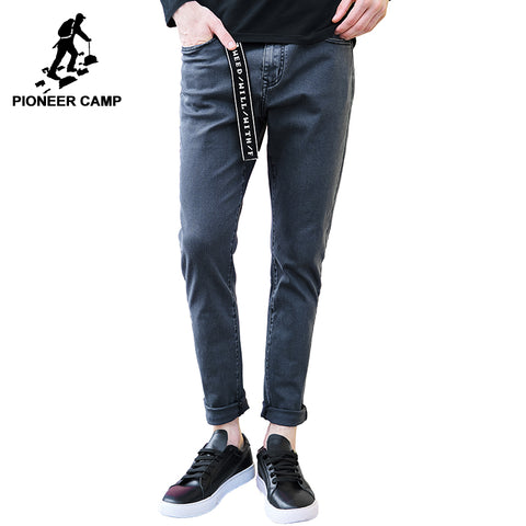 Pioneer Camp skinny jeans men brand clothing new dark grey feet pants male top quality stretch autumn denim trousers ANZ707025