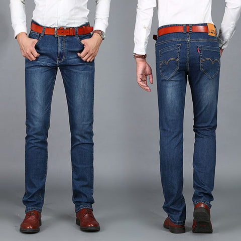 Summer Mens jeans New Fashion Men Business Casual Jeans Thin Section Slim Straight Elasticity Feet Jeans Long Trousers CL4661.