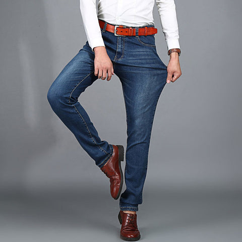 Summer Mens jeans New Fashion Men Business Casual Jeans Thin Section Slim Straight Elasticity Feet Jeans Long Trousers CL4661.