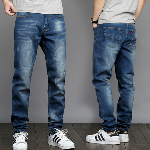 2018 Thin New Men's Fashion Jeans Business Casual Stretch Slim Youth Men's Straight Jeans Classic Trousers Denim Pants CL4654.