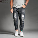 2018 New Men's Fashion Summer Thin Section Holes Jeans Stretch Korean Trend Slim Jeans Men's Casual Harlan Pants CL4656.