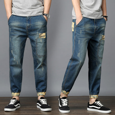 Jeans Men's Blue Black Pants Summer Thin Section Slim Elastic Pants Men Trend New Fashion Korean Version Jeans CL4655.