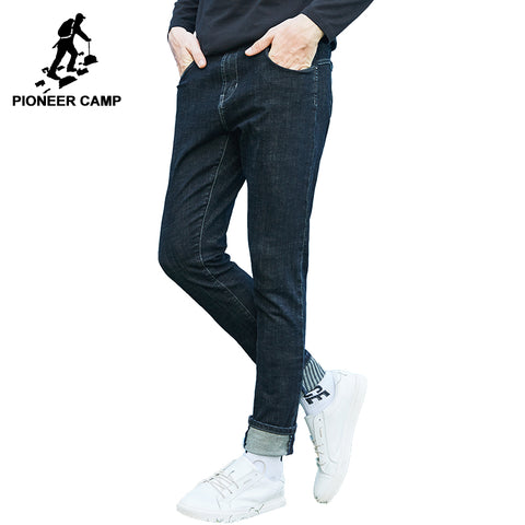 Pioneer Camp new autumn black jeans men brand-clothing straight denim pants male top quality small stretch trousers ANZ707026