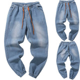 Men's Casual Autumn Denim Cotton Vintage Wash Hip Hop Work Trousers Jeans Pants