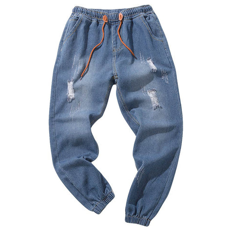 Men's Casual Autumn Denim Cotton Vintage Wash Hip Hop Work Trousers Jeans Pants
